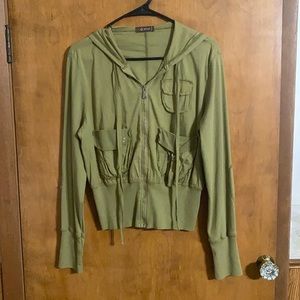 XCVI Green Hooded Zip Up Sz S
